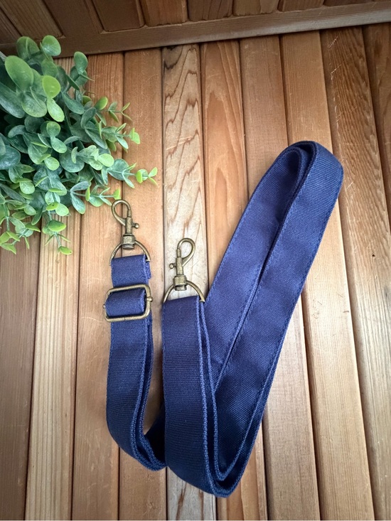 Accessories - Canvas Adjustable Navy Bag Strap with Antique Brass Hardware
